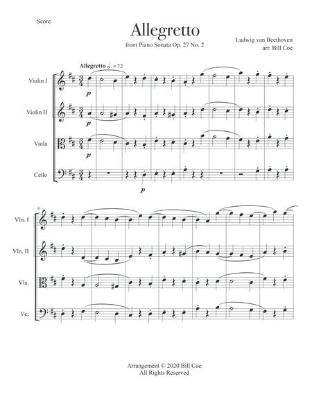 Beethoven Allegretto String Quartet Score And Parts Page 2
