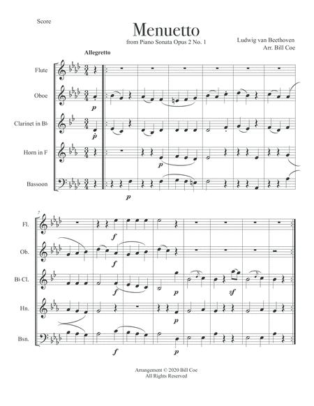 Beethoven Menuetto Woodwind Quintet Score And Parts Page 2