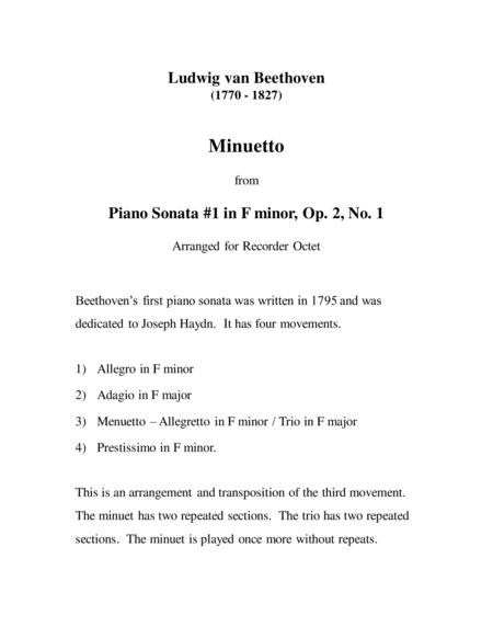 Beethoven Minuetto For Recorder Octet Page 2