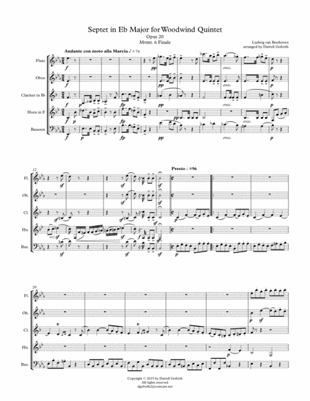 Beethoven Septet In E Flat Major Arranged For Woodwind Quintet Mvmt 6 Finale Page 2