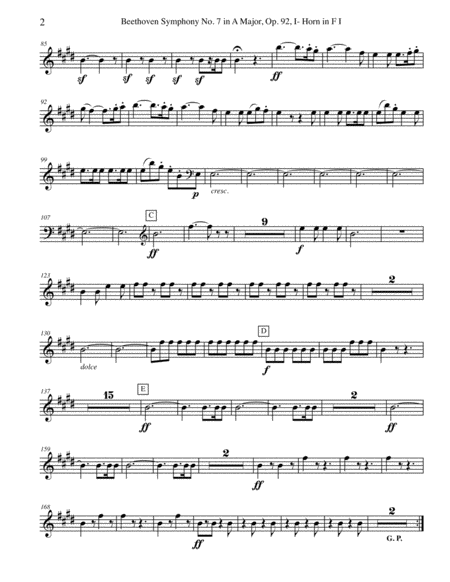 Beethoven Symphony No 7 Movement I Horn In F 1 Transposed Part Op 92 Page 2