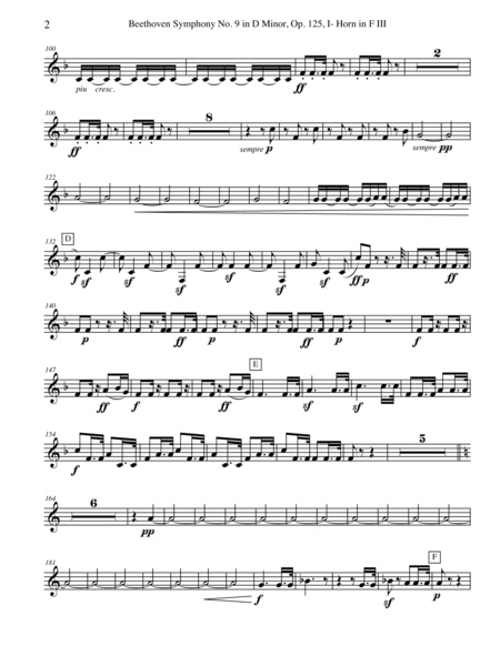 Beethoven Symphony No 9 Movement I Horn In F 3 Transposed Part Op 125 Page 2