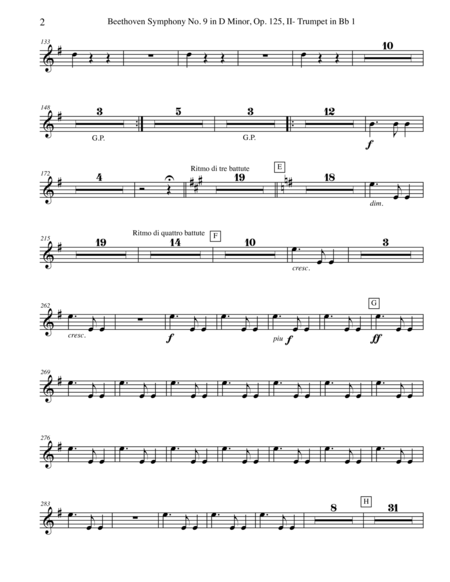 Beethoven Symphony No 9 Movement Ii Trumpet In Bb 1 Transposed Part Op 125 Page 2