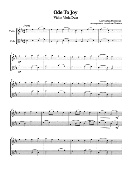 Beethovens Ode To Joy Violin Viola Duet Page 2