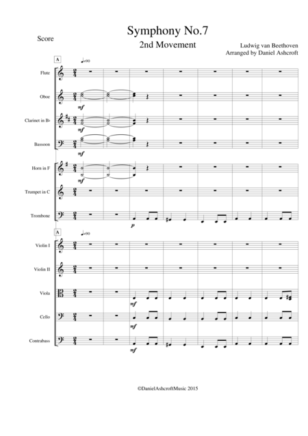 Beethovens Symphony No 7 2nd Movement Score Only Page 2