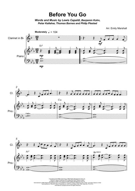 Before You Go For Clarinet With Piano Accompaniment Page 2