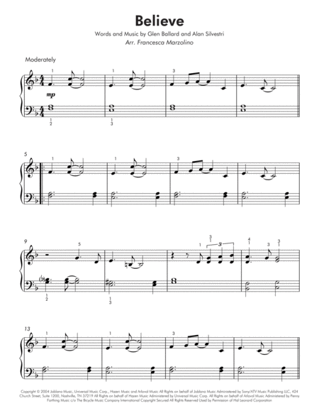 Believe Easy Piano Page 2