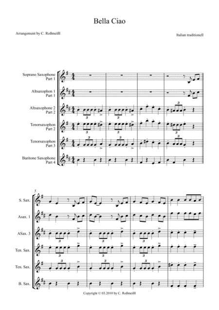 Bella Ciao For Saxophonquartett Page 2