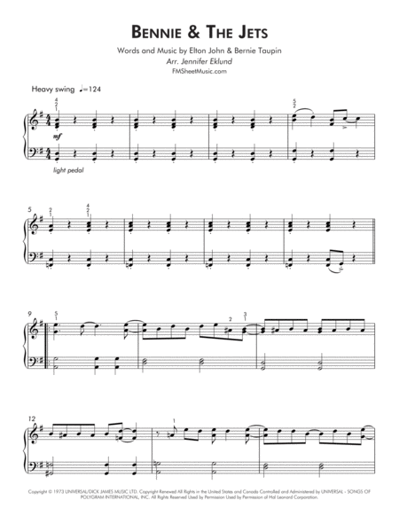 Bennie And The Jets Early Intermediate Piano Page 2