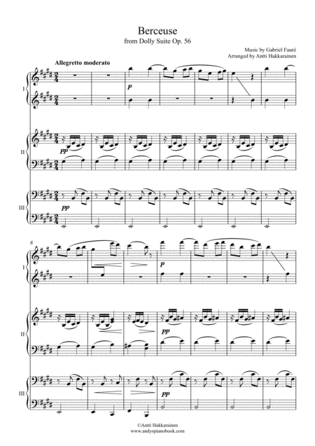 Berceuse From Dolly Suite Op 56 Piano 6 Hands Page 2