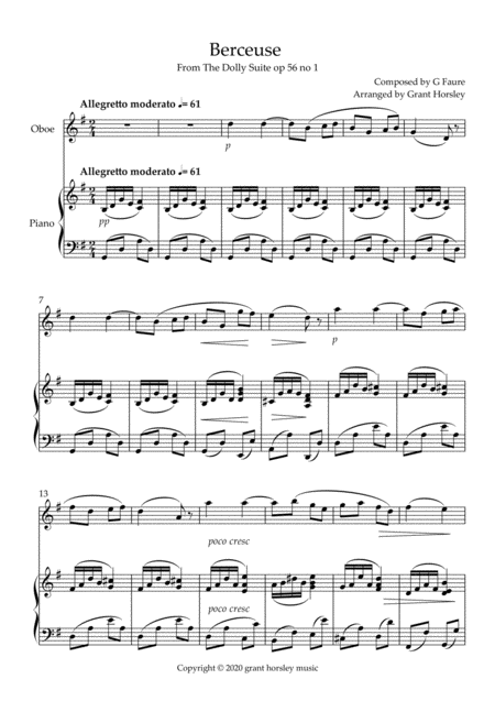 Berceuse From The Dolly Suite G Faure Oboe And Piano Intermediate Page 2