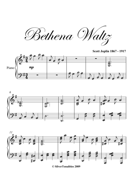 Bethena Waltz Intermediate Piano Sheet Music Page 2