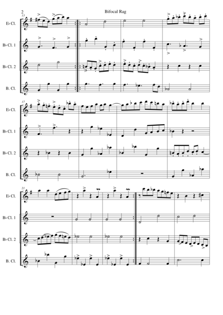 Bifocal Rag For Clarinet Quartet 1 E Flat 2 B Flats And 1 Bass Page 2
