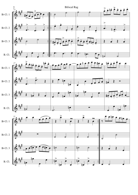 Bifocal Rag For Clarinet Quartet 3 B Flats And 1 Bass Page 2