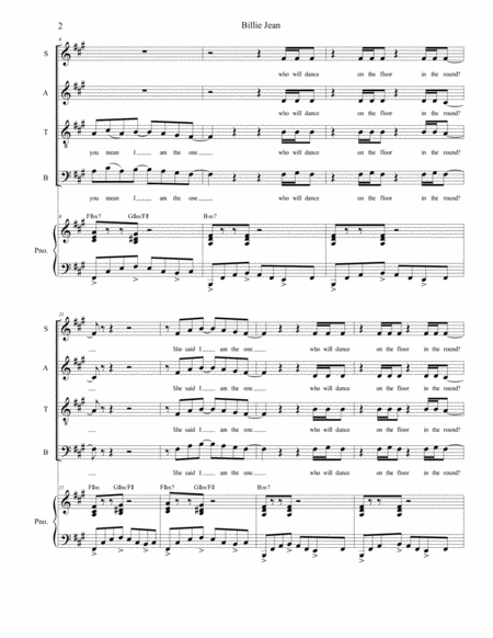 Billie Jean For Satb Page 2