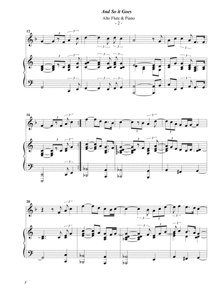 Billy Joel And So It Goes For Alto Flute Piano Page 2