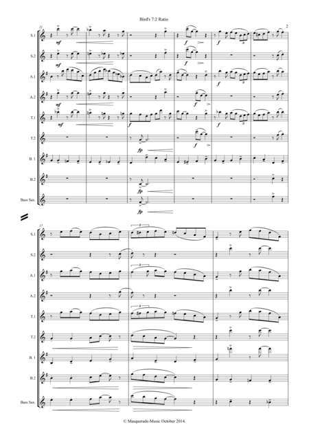 Birds 7 2 Ratio Saxophone Octet With Optional Bass Sax Page 2