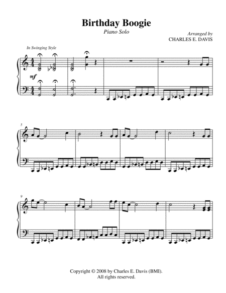 Birthday Boogie Piano Solo Page 2