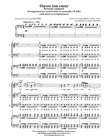 Bizet George Ouvre Ton C Ur Sab Choir Piano Accompaniment Page 2