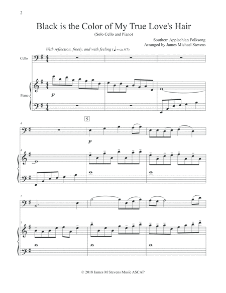 Black Is The Color Of My True Loves Hair Cello Piano Arrangement Page 2