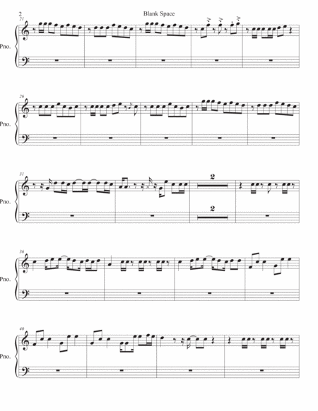 Blank Space Easy Key Of C Piano Page 2