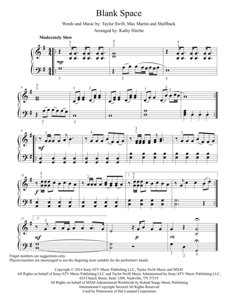 Blank Space Piano Solo Page 2