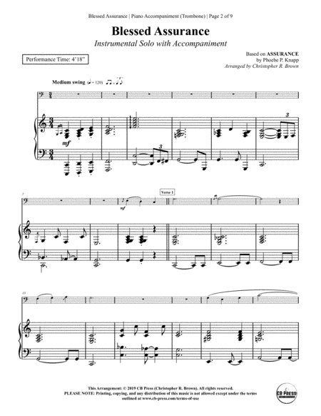 Blessed Assurance Trombone Solo With Piano Accompaniment Page 2