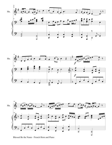 Blessed Be The Name Duet French Horn And Piano Score And Parts Page 2