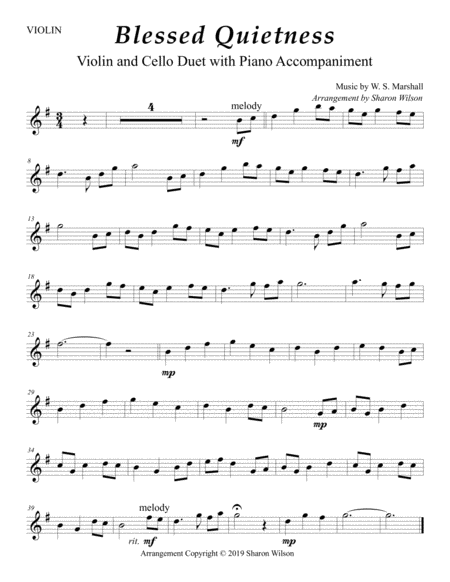 Blessed Quietness For Violin And Cello Duet With Piano Accompaniment Page 2