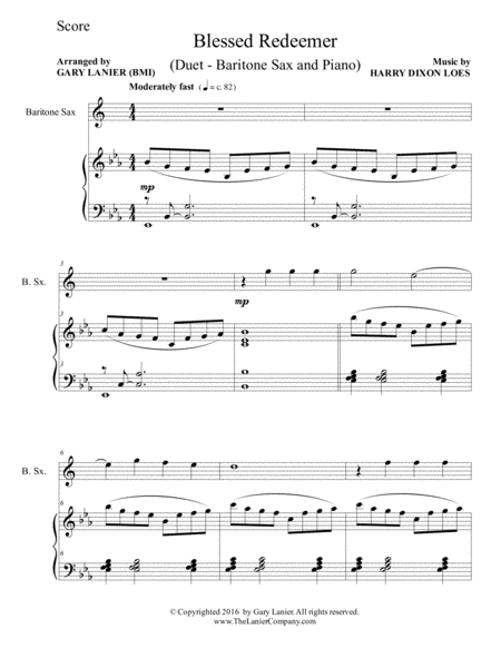 Blessed Redeemer Duet Baritone Sax Piano With Score Part Page 2