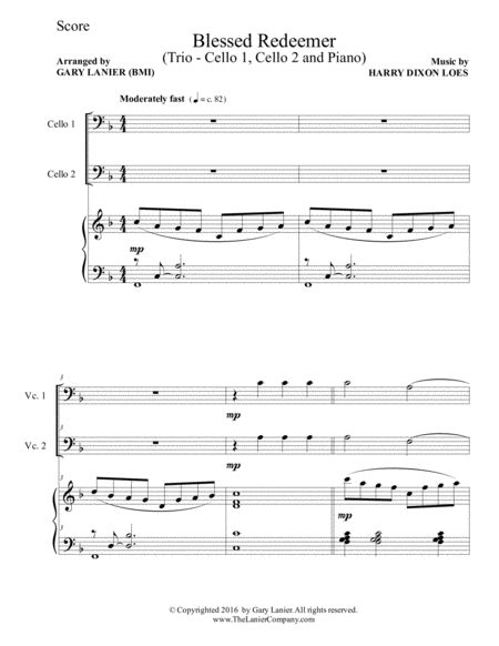 Blessed Redeemer Trio Cello 1 Cello 2 Piano With Score And Parts Page 2