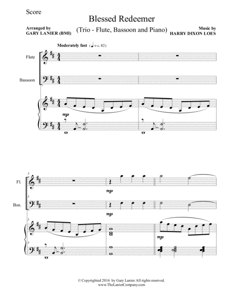 Blessed Redeemer Trio Flute Bassoon Piano With Score Parts Page 2