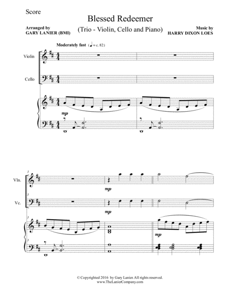 Blessed Redeemer Trio Violin Cello Piano With Score And Parts Page 2