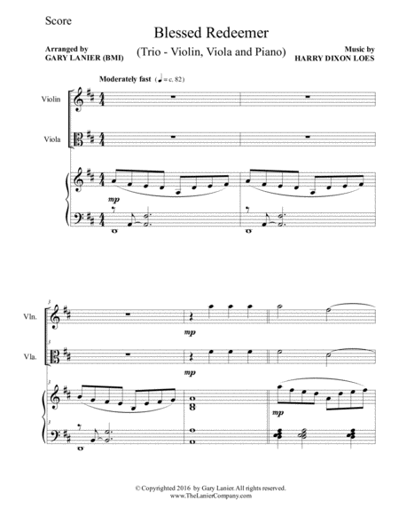 Blessed Redeemer Trio Violin Viola Piano With Score And Parts Page 2