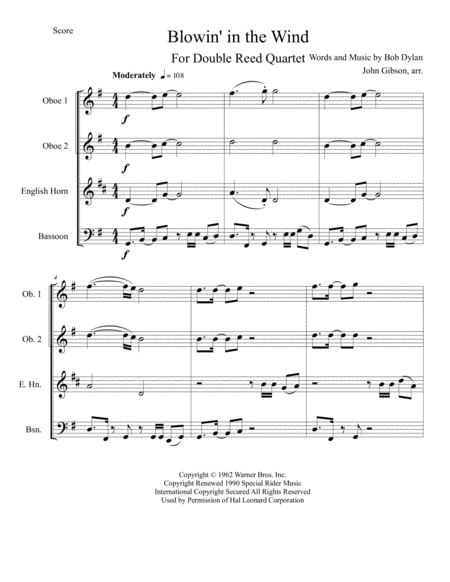Blowin In The Wind Double Reed Quartet Page 2