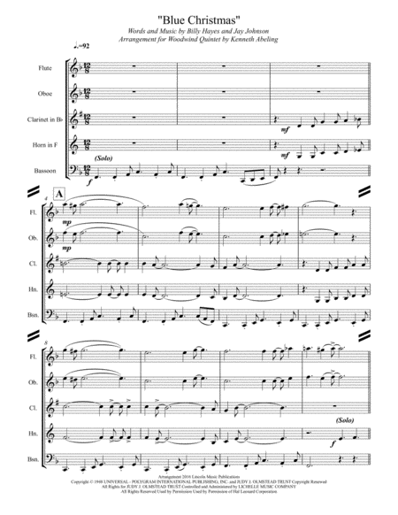 Blue Christmas For Woodwind Quintet Page 2