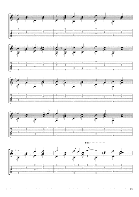 Blue Christmas Variation 1 Solo Guitar Tablature Page 2