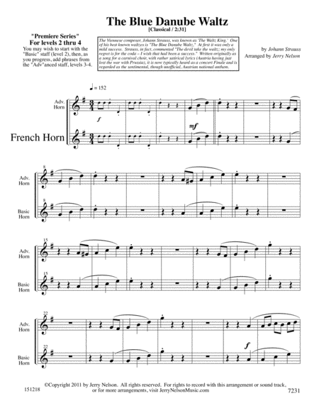 Blue Danube Waltz Arrangements Level 2 4 For Horn Written Accomp Page 2