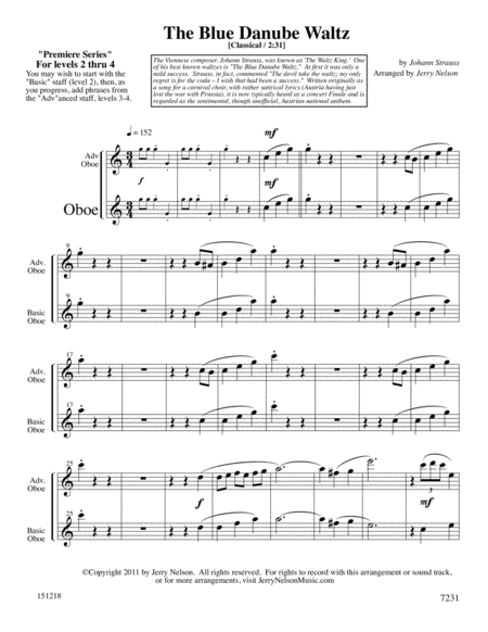 Blue Danube Waltz Arrangements Level 2 4 For Oboe Written Accomp Page 2