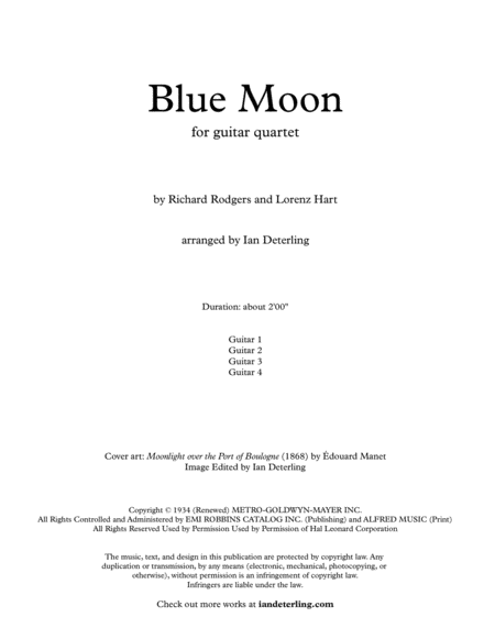 Blue Moon For Guitar Quartet Page 2