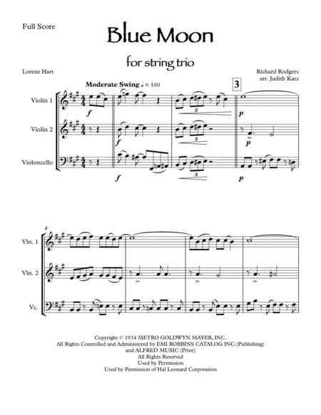 Blue Moon For String Trio Page 2