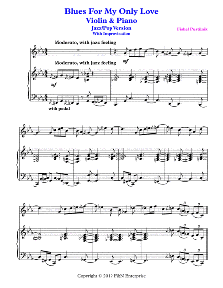 Blues For My Only Love Piano Background For For Violin And Piano With Improvisation Video Page 2