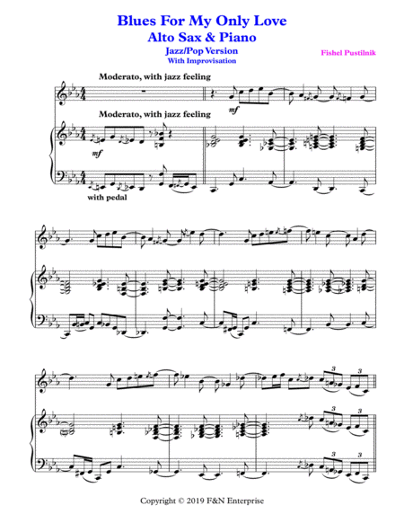 Blues For My Only Love With Improvisation For Alto Sax And Piano Video Page 2