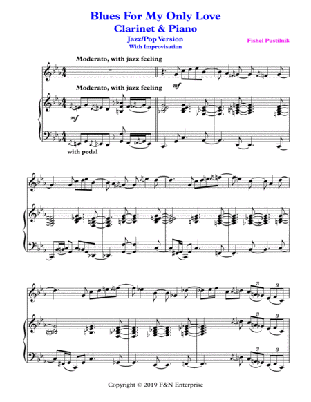 Blues For My Only Love With Improvisation For Clarinet And Piano Video Page 2