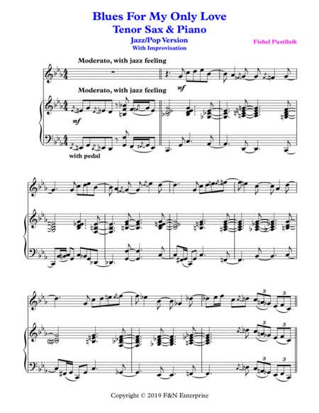 Blues For My Only Love With Improvisation For Tenor Sax And Piano Video Page 2