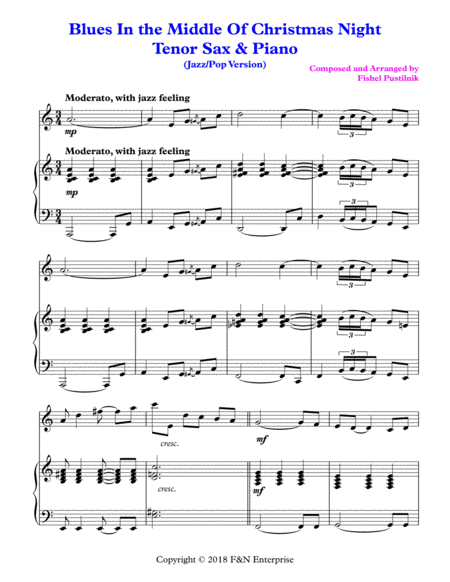 Blues In The Middle Of Christmas Night For Tenor Sax And Piano Video Page 2