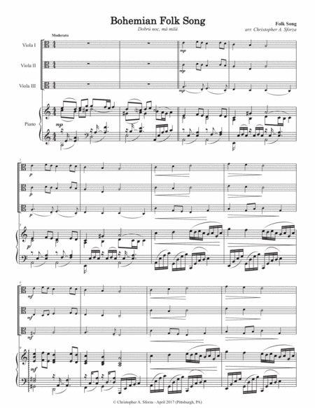 Bohemian Folk Song For Three Violas And Piano Page 2
