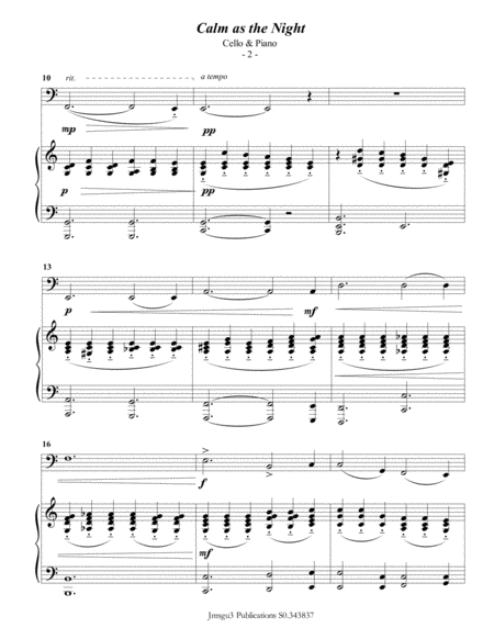 Bohm Calm As The Night For Cello Piano Page 2