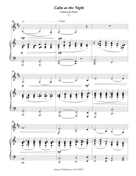 Bohm Calm As The Night For Clarinet Piano Page 2