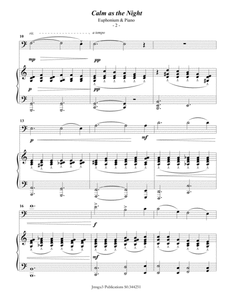 Bohm Calm As The Night For Euphonium Piano Page 2